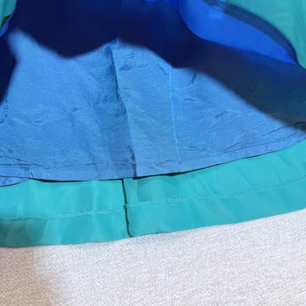 J.Crew Blue Teal Colorblock Pleated Mini Skirt with Pockets Style 25601 Size 8 - Picture 3 of 10